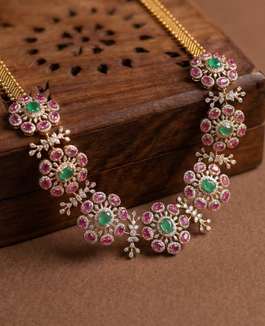 Diamond necklace 925 silver jewelry 22k gold plated - SHABURIS