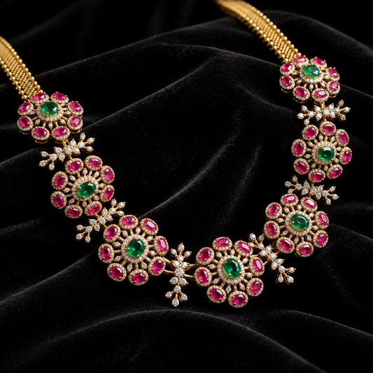 Diamond necklace 925 silver jewelry 22k gold plated - SHABURIS