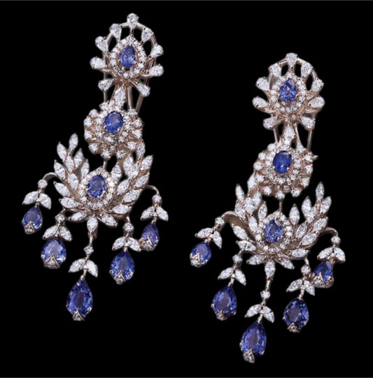 diamond earrings 925 silver jewelry 22k gold plated - SHABURIS