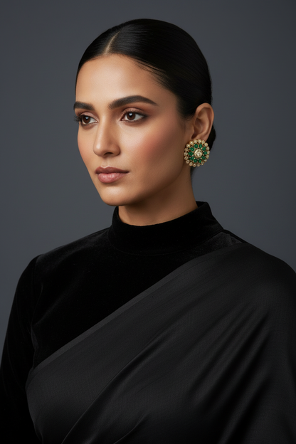 Polki Diamond studs - 925 silver Jewelry,South Indian Jewelry,bridal earrings,Indian Wedding Jewelry,pure Silver indian jewelry - SHABURIS