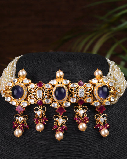 Polki necklace Pure Silver jewelry Indian diamond Necklace silver jewelry -SHABURIS
