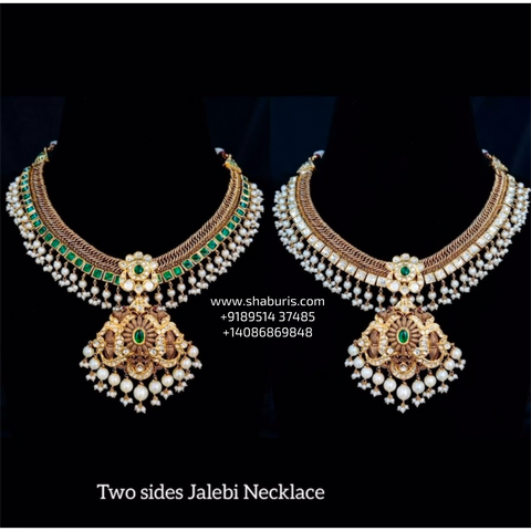 Jalebi necklace jilebi necklace mesh necklace wedding jewelry silver necklace 925 silver with 22k gold plated - SHABURIS