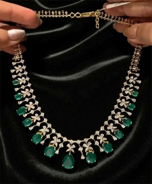 Cocktail necklace silver necklace diamond necklace 925 silver jewelry 22k gold plated - SHABURIS