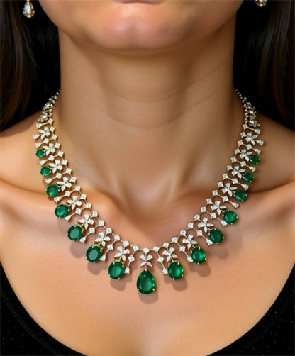 Cocktail necklace silver necklace diamond necklace 925 silver jewelry 22k gold plated - SHABURIS