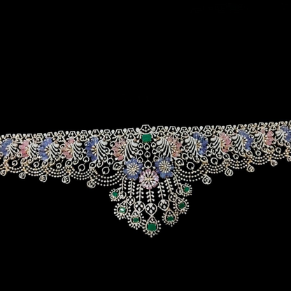 Diamond Vaddanam,silver jewelry ,silver jewellery ,22k gold plated jewelry ,South Indian Jewelry,Vaddanam,Kids Vaddanam,hip chain,diamond jewelry,pure Silver indian jewelry - NIHIRA - SHABURIS