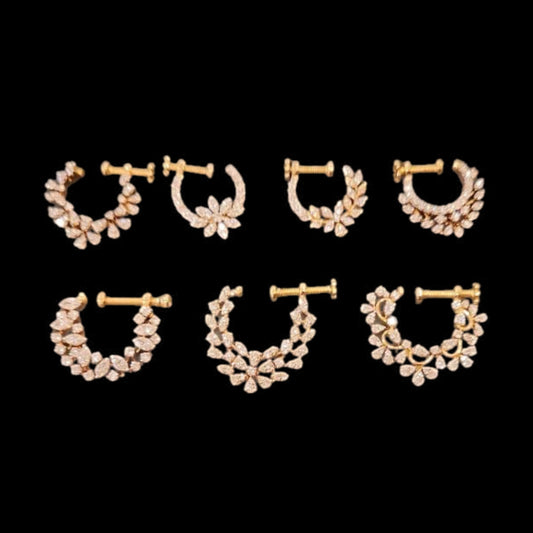 Diamond nose ring wedding jewelry silver necklace 925 silver with 22k gold plated - SHABURIS