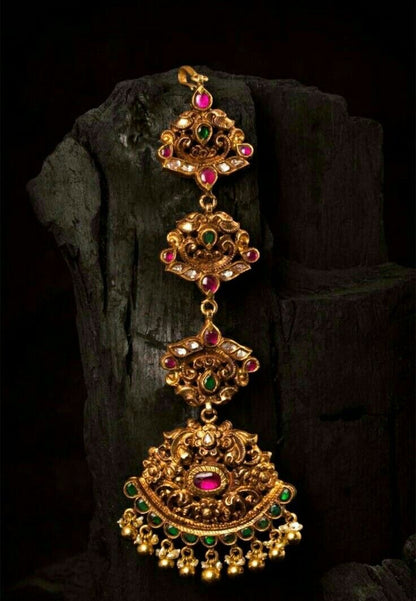 Nakshi Maang tikka,pure silver maang tikka,polki maang tikka,papati billa,kids tikka,kundan maang tikka 925 silver jewelry -SHABURIS