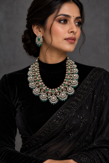 Polki Necklace Diamond Necklace destination jewelry rubies emeralds bridal diamond necklace indian jewelry designs silver jewelry wedding jewelry - SHABURIS