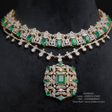 Diamond necklace Pure Silver jewelry Indian diamond Necklace silver jewelry - Ready Stock in Hyd Store -SHABURIS