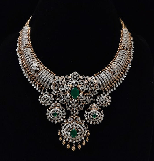 Tussi Necklace Polki necklace 925 silver jewelry 22k gold plated - SHABURIS