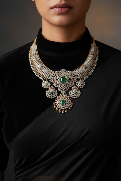 Tussi Necklace Polki necklace 925 silver jewelry 22k gold plated - SHABURIS