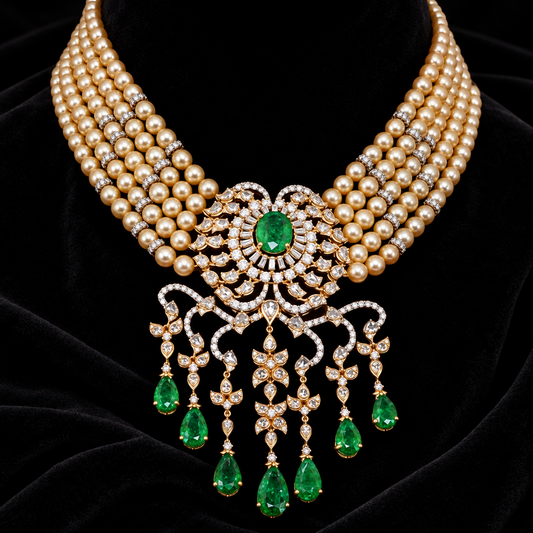 Diamond necklace Pure Silver jewelry Indian diamond Necklace silver jewelry -SHABURIS
