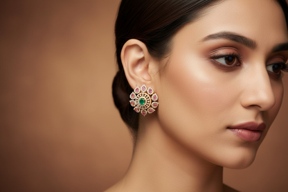 Statement studs big studs diamond studs 925 silver jewelry 22k gold plated - SHABURIS