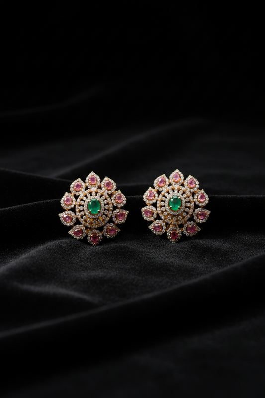 Polki Studs Polki Earrings Cocktail Earrings Diamond Studs Diamond Earrings Simple Studs Pearl Studs 925 Silver Earrings Silver Jewelry - SHABURIS