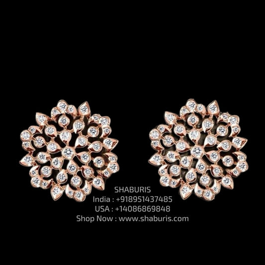 Diamond earrings - 925 silver Jewelry,South Indian Jewelry,bridal earrings,Indian Wedding Jewelry,pure Silver indian jewelry - SHABURIS