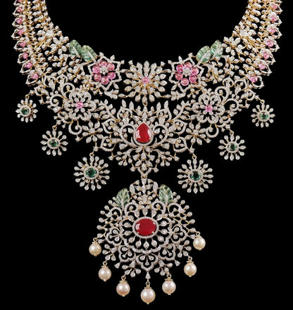 Diamond Necklace Polki necklace 925 silver jewelry 22k gold plated - SHABURIS