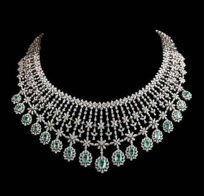 Diamond Necklace Polki necklace 925 silver jewelry 22k gold plated - SHABURIS