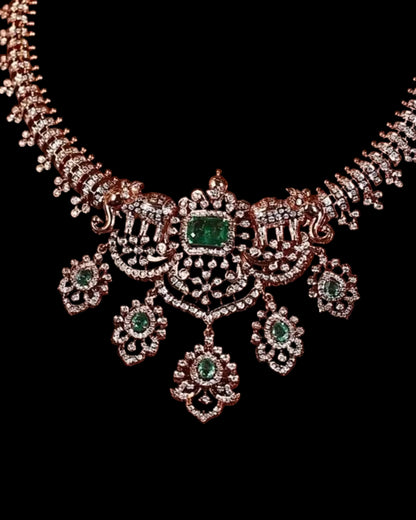 Diamond Necklace Polki necklace 925 silver jewelry 22k gold plated - SHABURIS