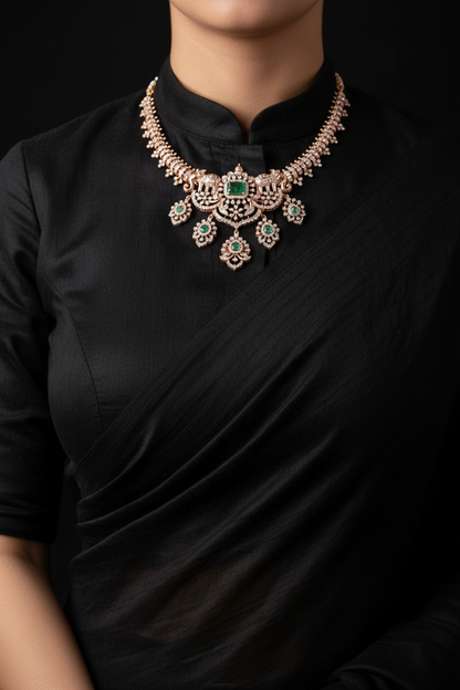 Diamond Necklace Polki necklace 925 silver jewelry 22k gold plated - SHABURIS