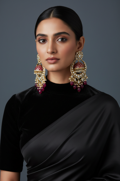 Polki Studs Polki Earrings Cocktail Earrings Diamond Studs Diamond Earrings Simple Studs Pearl Studs 925 Silver Earrings Silver Jewelry - SHABURIS