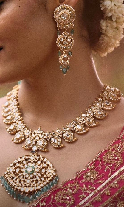 Mango Necklace Polki necklace 925 silver jewelry 22k gold plated - SHABURIS