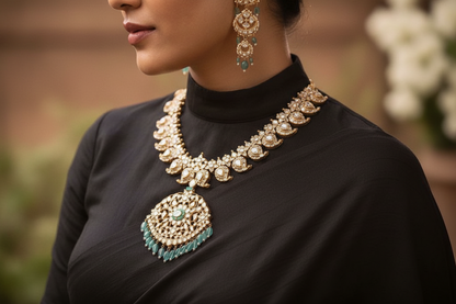Mango Necklace Polki necklace 925 silver jewelry 22k gold plated - SHABURIS