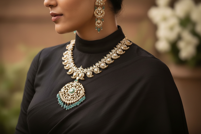 Mango Necklace Polki necklace 925 silver jewelry 22k gold plated - SHABURIS