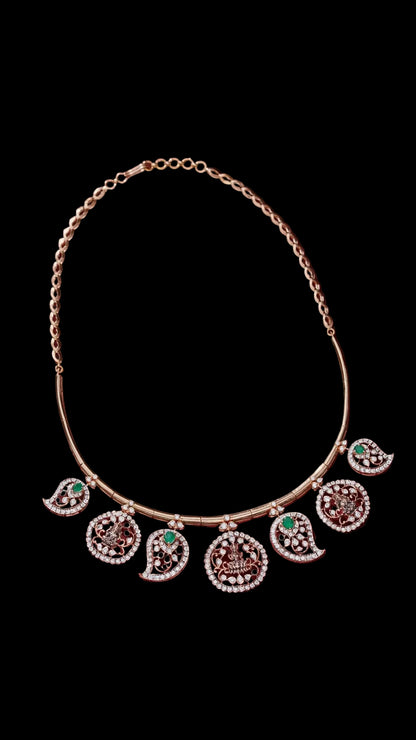 Diamond Necklace Polki necklace 925 silver jewelry 22k gold plated - SHABURIS
