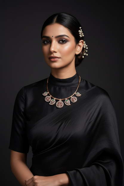 Diamond Necklace Polki necklace 925 silver jewelry 22k gold plated - SHABURIS