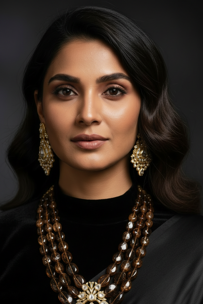 Kanakapushya ragam Necklace Polki necklace 925 silver jewelry 22k gold plated - SHABURIS