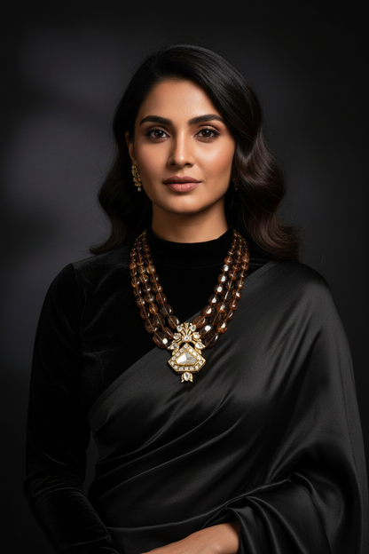 Kanakapushya ragam Necklace Polki necklace 925 silver jewelry 22k gold plated - SHABURIS