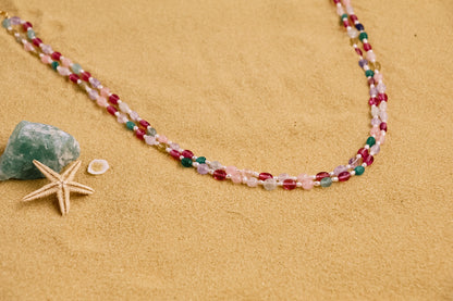 Ruby Emeral & Pink Saphire Beads necklace SHABURIS