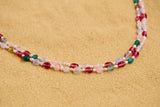 Ruby Emeral & Pink Saphire Beads necklace SHABURIS