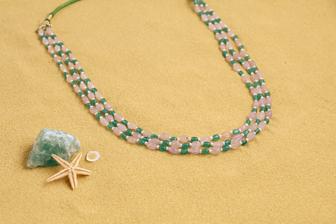 Emerald & pink Saphire beads necklace SHABURIS