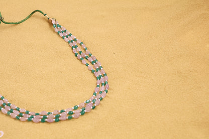Emerald & pink Saphire beads necklace SHABURIS