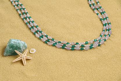 Emerald & pink Saphire beads necklace SHABURIS