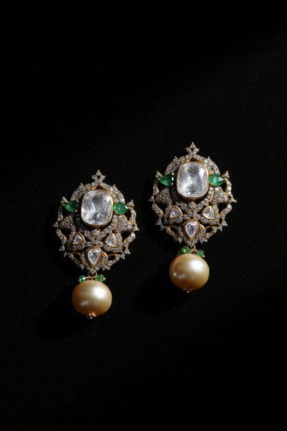 Polki Studs Polki Earrings Cocktail Earrings Diamond Studs Diamond Earrings Simple Studs Pearl Studs 925 Silver Earrings Silver Jewelry - SHABURIS