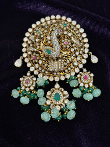 Victorian Pendant ,Pure Silver Jewellery Indian ,mango Necklace,Big Indian Necklace,Indian Bridal,Indian Wedding Jewelry-NIHIRA-SHABURIS