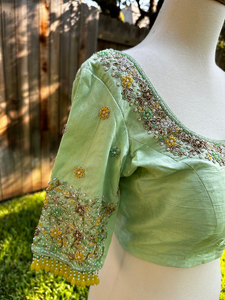 Designer blouse for green saree clearance
