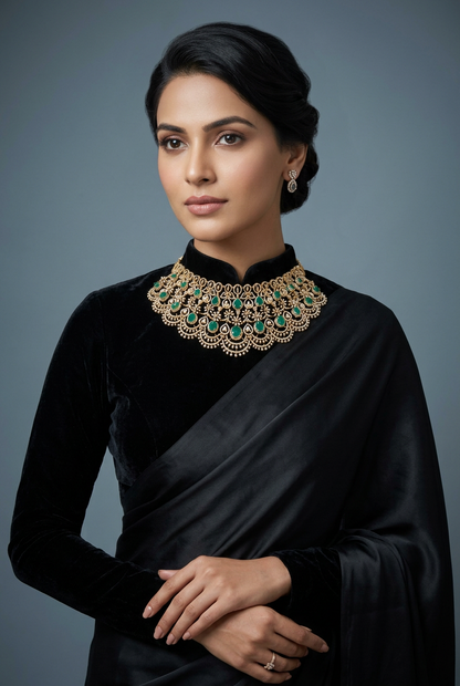 Diamond Necklace - Bridal Necklace - Wedding Necklace - 925 silver Jewelry,South Indian Jewelry,bridal choker,Indian Wedding Jewelry,pure Silver indian jewelry - SHABURIS