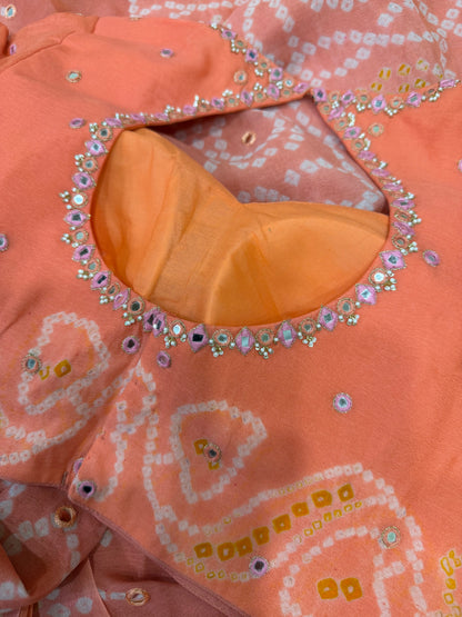 Bandhini saree with Blouse - Orange / Peach