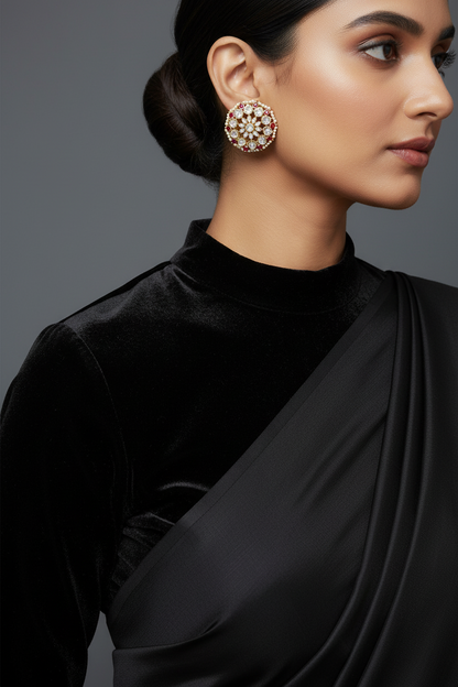Polki Studs Polki Earrings Cocktail Earrings Diamond Studs Diamond Earrings Simple Studs Pearl Studs 925 Silver Earrings Silver Jewelry - SHABURIS