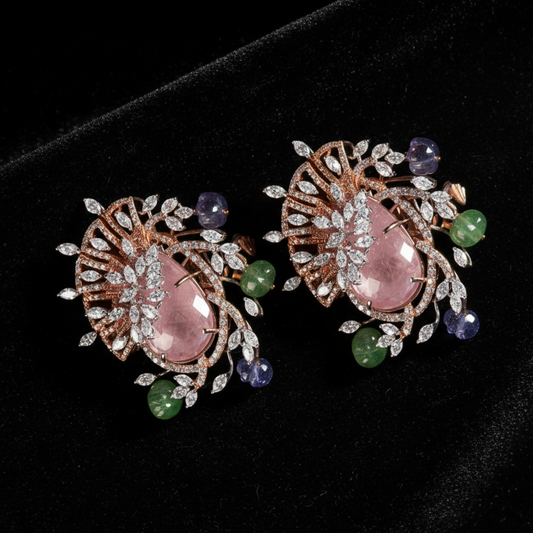 Polki Studs Polki Earrings Cocktail Earrings Diamond Studs Diamond Earrings Simple Studs Pearl Studs 925 Silver Earrings Silver Jewelry - SHABURIS