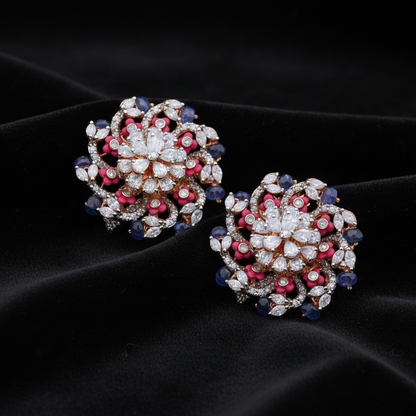 Polki Studs Polki Earrings Cocktail Earrings Diamond Studs Diamond Earrings Simple Studs Pearl Studs 925 Silver Earrings Silver Jewelry - SHABURIS