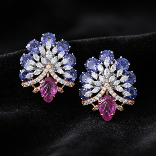 Polki Studs Polki Earrings Cocktail Earrings Diamond Studs Diamond Earrings Simple Studs Pearl Studs 925 Silver Earrings Silver Jewelry - SHABURIS