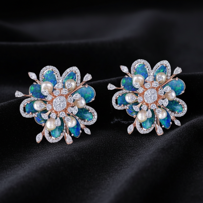 Polki Studs Polki Earrings Cocktail Earrings Diamond Studs Diamond Earrings Simple Studs Pearl Studs 925 Silver Earrings Silver Jewelry - SHABURIS