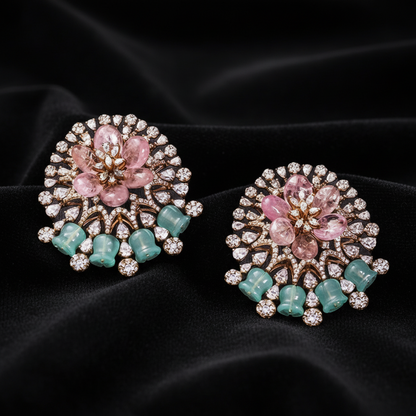 Polki Studs Polki Earrings Cocktail Earrings Diamond Studs Diamond Earrings Simple Studs Pearl Studs 925 Silver Earrings Silver Jewelry - SHABURIS