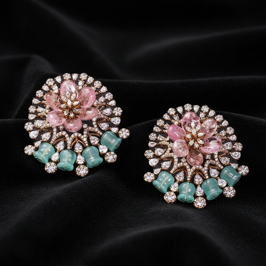 Polki Studs Polki Earrings Cocktail Earrings Diamond Studs Diamond Earrings Simple Studs Pearl Studs 925 Silver Earrings Silver Jewelry - SHABURIS