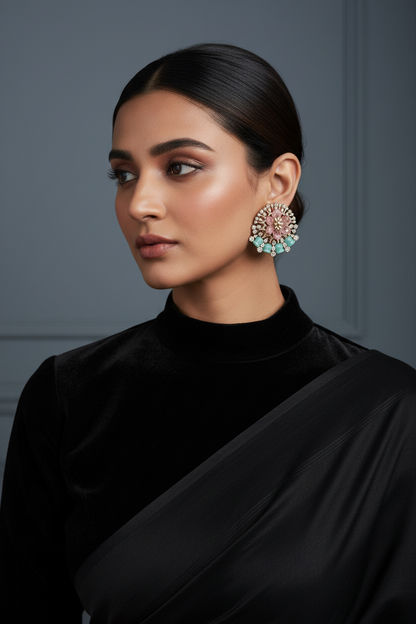 Polki Studs Polki Earrings Cocktail Earrings Diamond Studs Diamond Earrings Simple Studs Pearl Studs 925 Silver Earrings Silver Jewelry - SHABURIS
