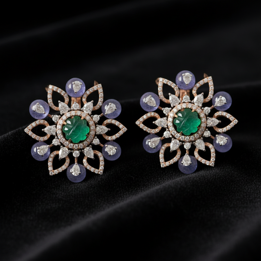 Polki Studs Polki Earrings Cocktail Earrings Diamond Studs Diamond Earrings Simple Studs Pearl Studs 925 Silver Earrings Silver Jewelry - SHABURIS